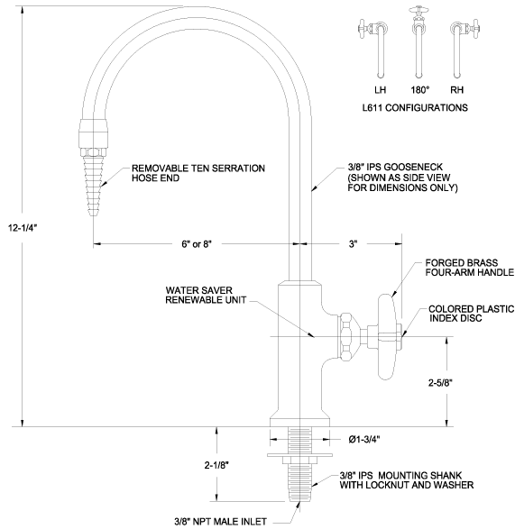 Water Faucet - L611 Single faucet with 6